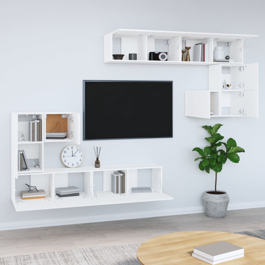 Tv-wandmeubel bewerkt hout wit is nu te koop bij PeponiXL, paradijselijk wonen!