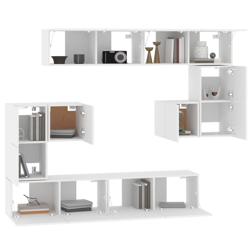 Tv-wandmeubel bewerkt hout wit is nu te koop bij PeponiXL, paradijselijk wonen!