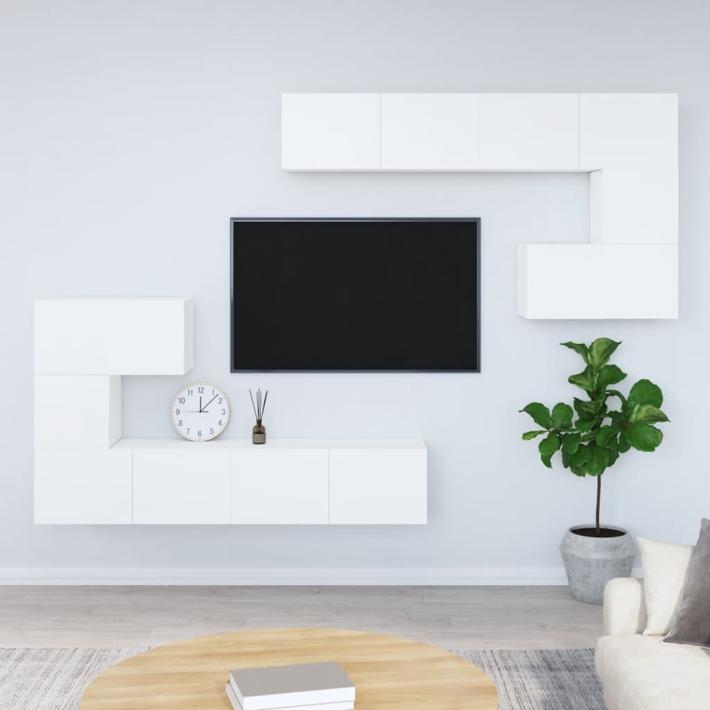 Tv-wandmeubel bewerkt hout wit is nu te koop bij PeponiXL, paradijselijk wonen!