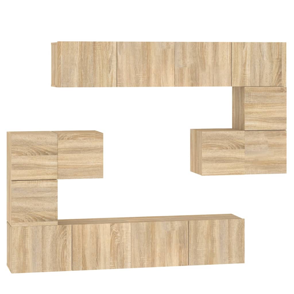 Tv-wandmeubel bewerkt hout sonoma eikenkleurig is nu te koop bij PeponiXL, paradijselijk wonen!