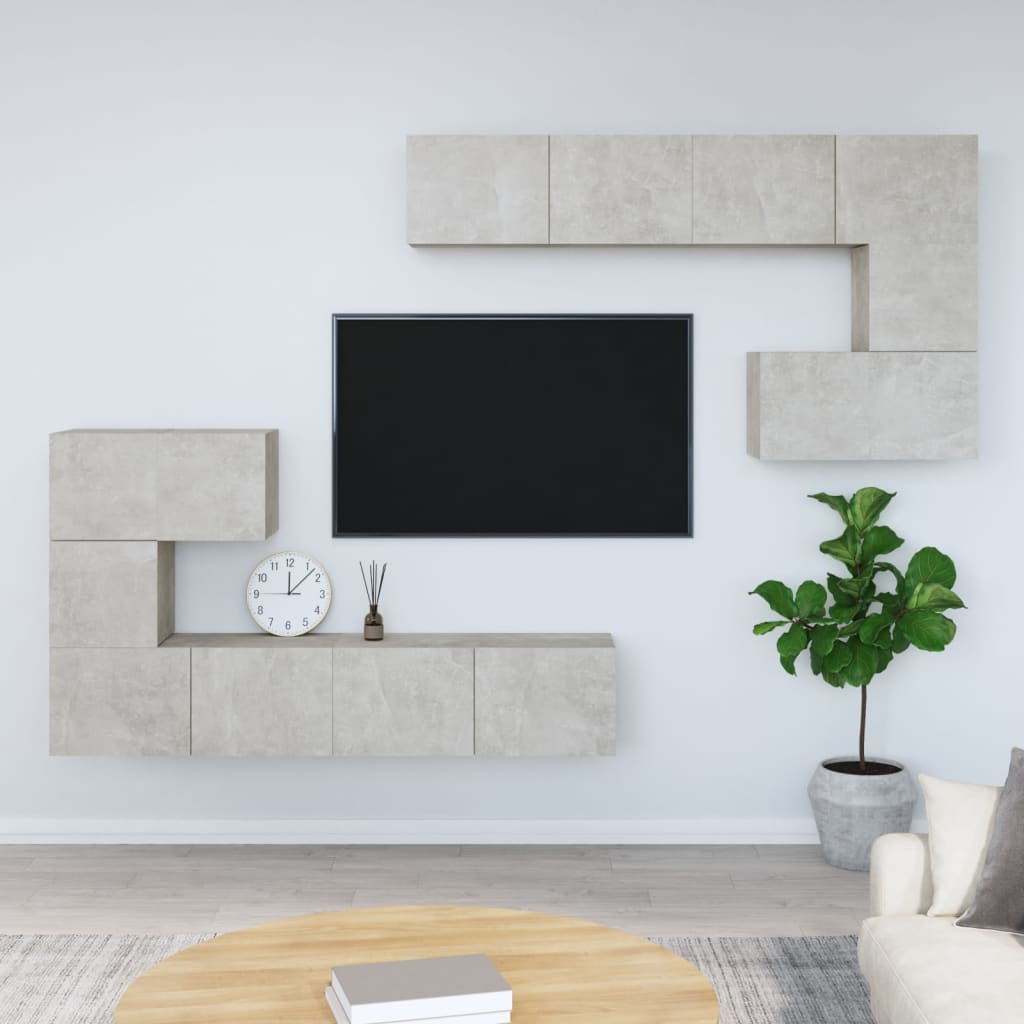 Tv-wandmeubel bewerkt hout betongrijs is nu te koop bij PeponiXL, paradijselijk wonen!