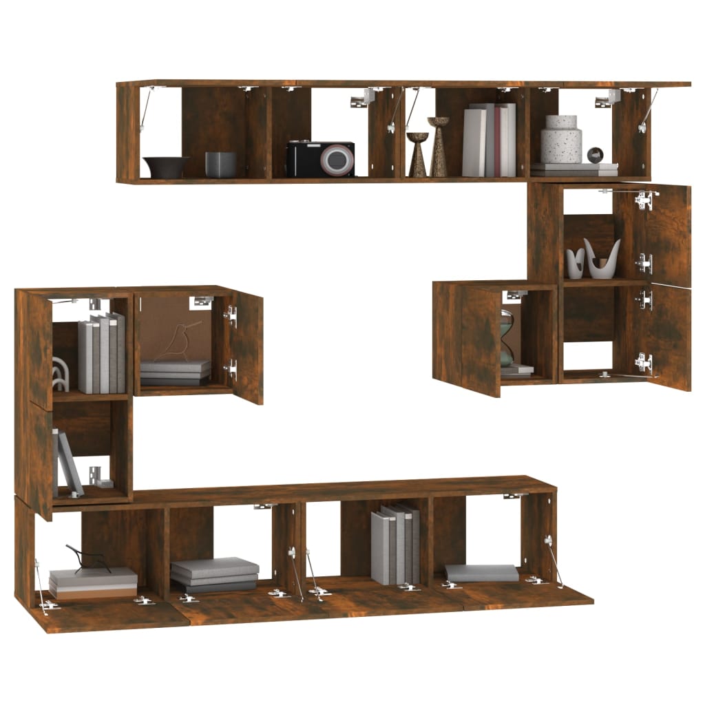 Tv-wandmeubel bewerkt hout gerookt eikenkleurig is nu te koop bij PeponiXL, paradijselijk wonen!