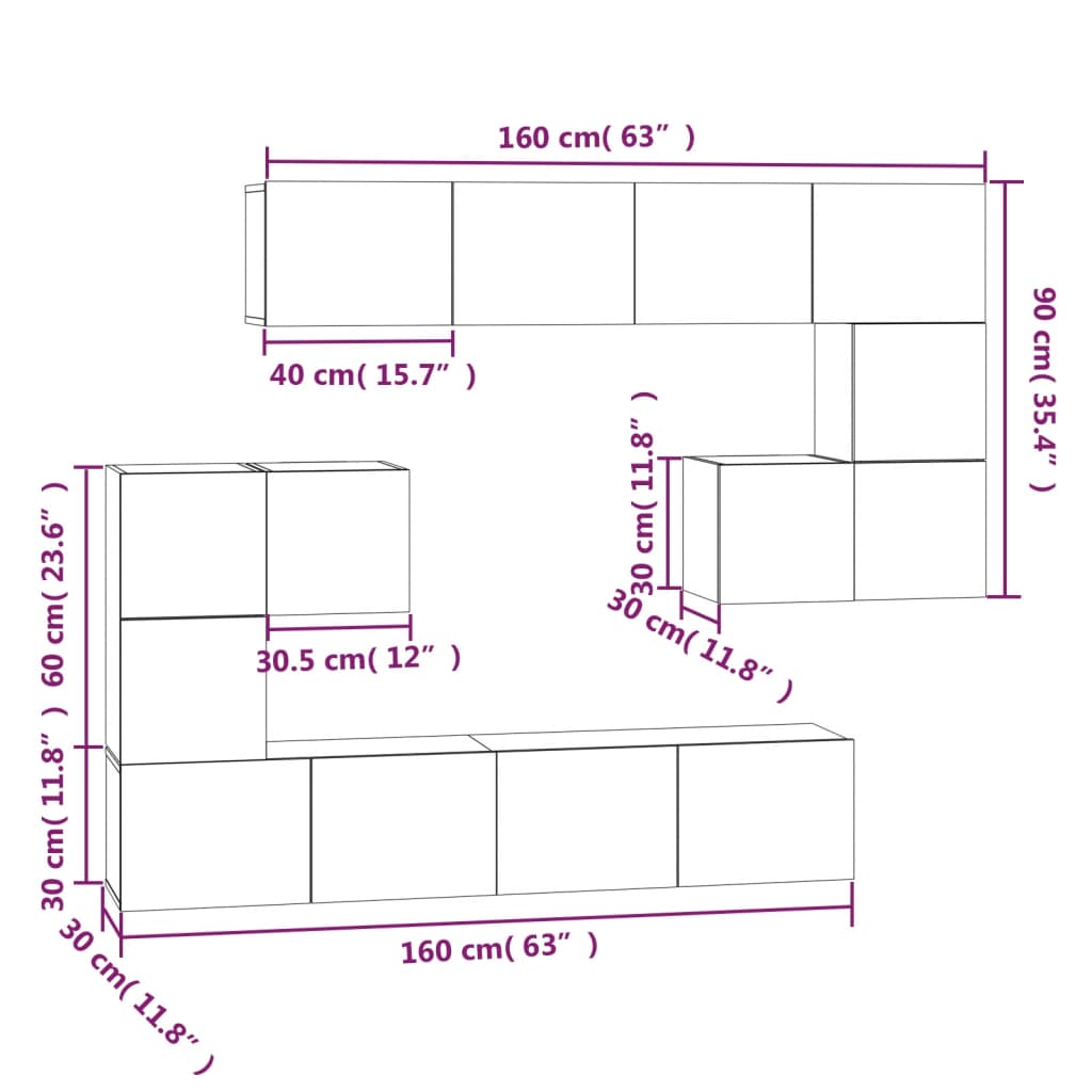 Tv-wandmeubel bewerkt hout gerookt eikenkleurig is nu te koop bij PeponiXL, paradijselijk wonen!