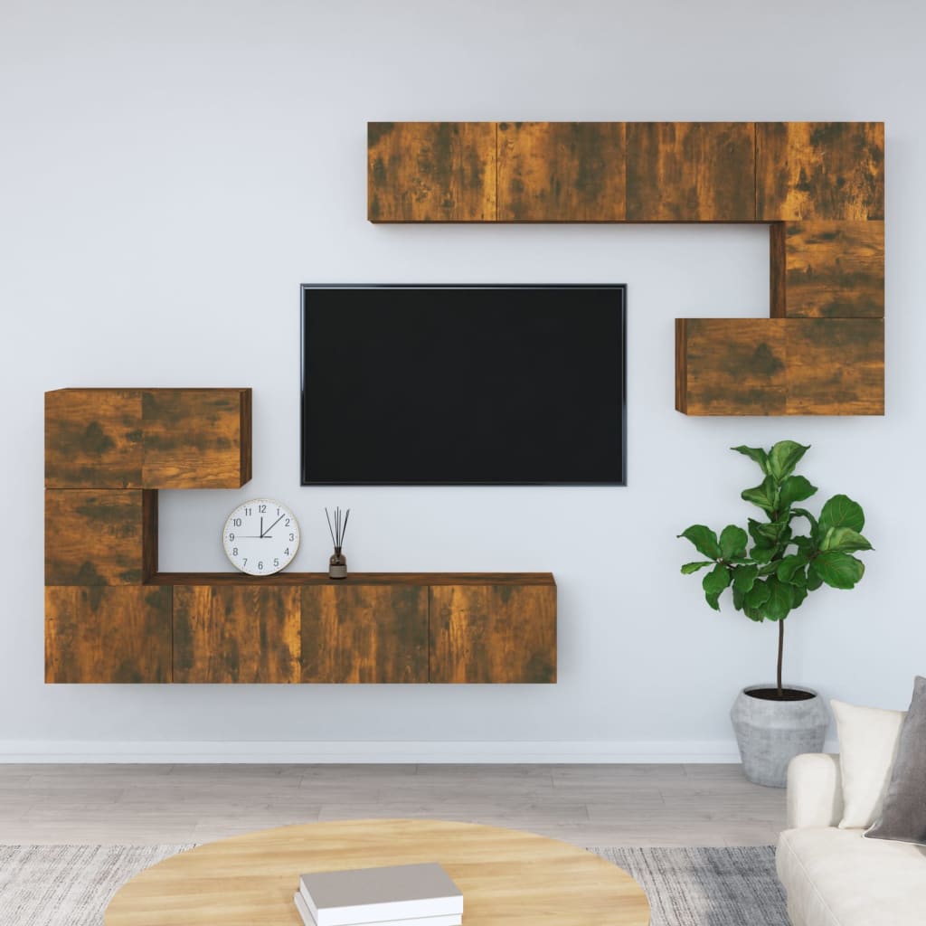 Tv-wandmeubel bewerkt hout gerookt eikenkleurig is nu te koop bij PeponiXL, paradijselijk wonen!