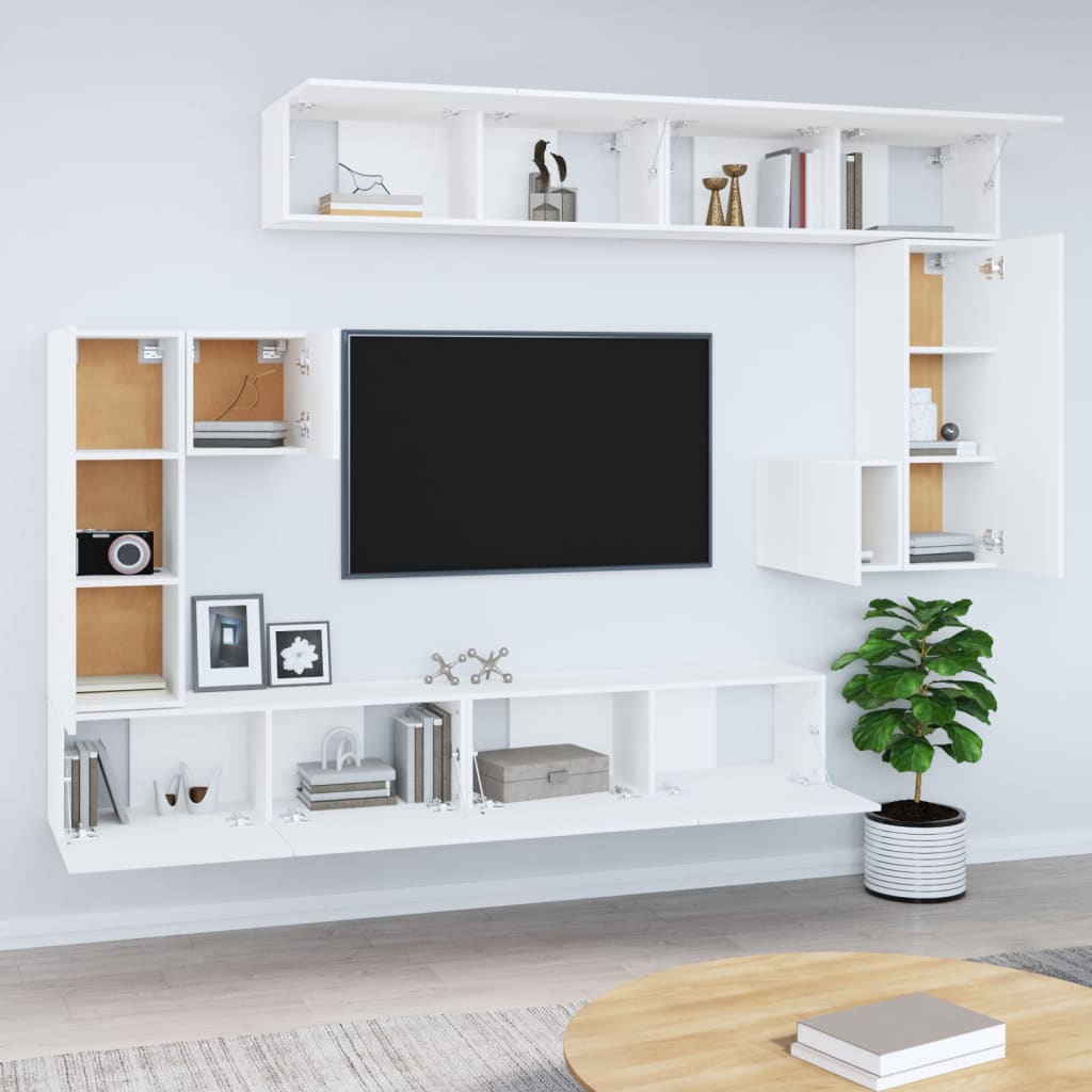 Tv-wandmeubel bewerkt hout wit is nu te koop bij PeponiXL, paradijselijk wonen!