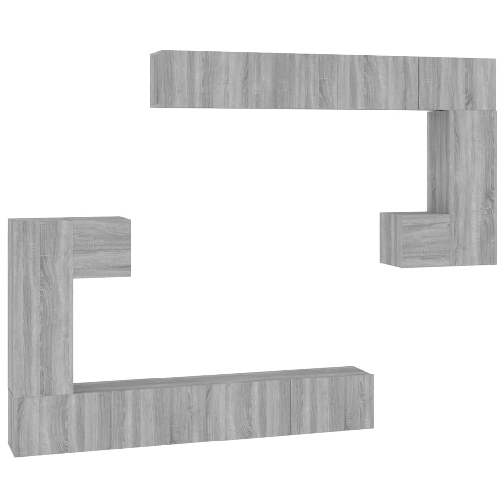 Tv-wandmeubel bewerkt hout grijs sonoma eikenkleurig is nu te koop bij PeponiXL, paradijselijk wonen!