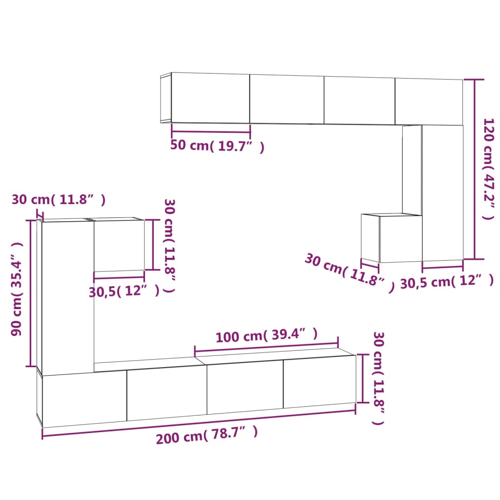 Tv-wandmeubel bewerkt hout grijs sonoma eikenkleurig is nu te koop bij PeponiXL, paradijselijk wonen!
