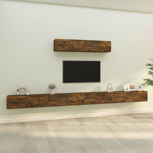 6-delige Tv-meubelset bewerkt hout gerookt eikenkleurig is nu te koop bij PeponiXL, paradijselijk wonen!