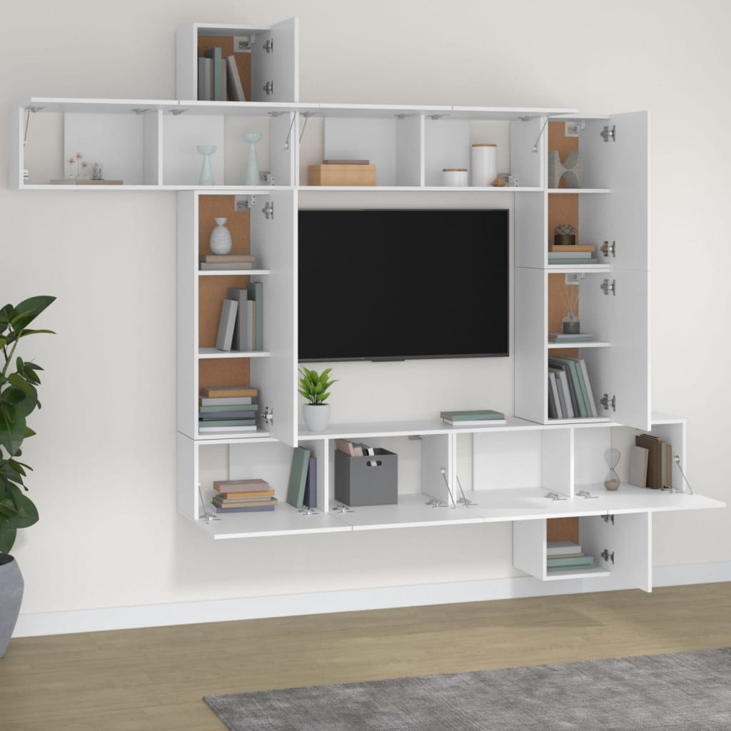 9-delige Tv-meubelset bewerkt hout wit is nu te koop bij PeponiXL, paradijselijk wonen!