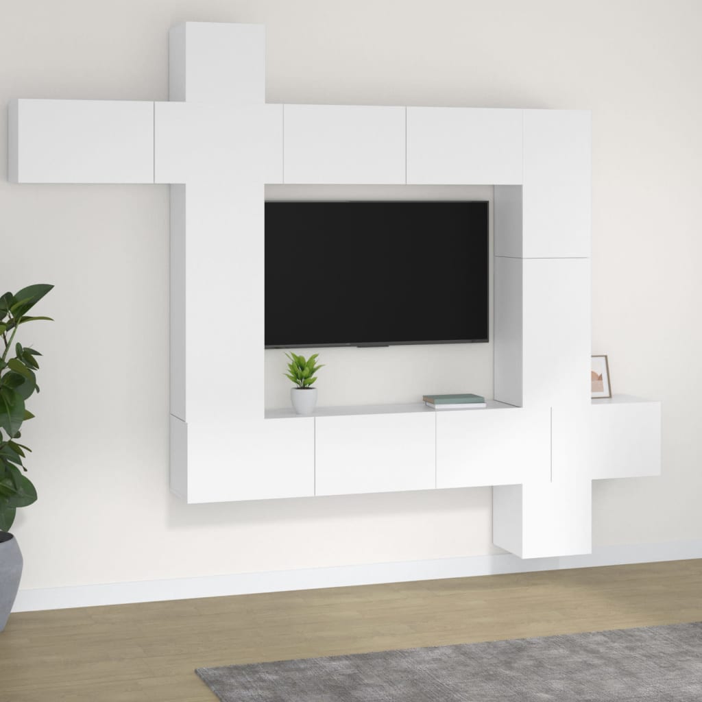 9-delige Tv-meubelset bewerkt hout wit is nu te koop bij PeponiXL, paradijselijk wonen!