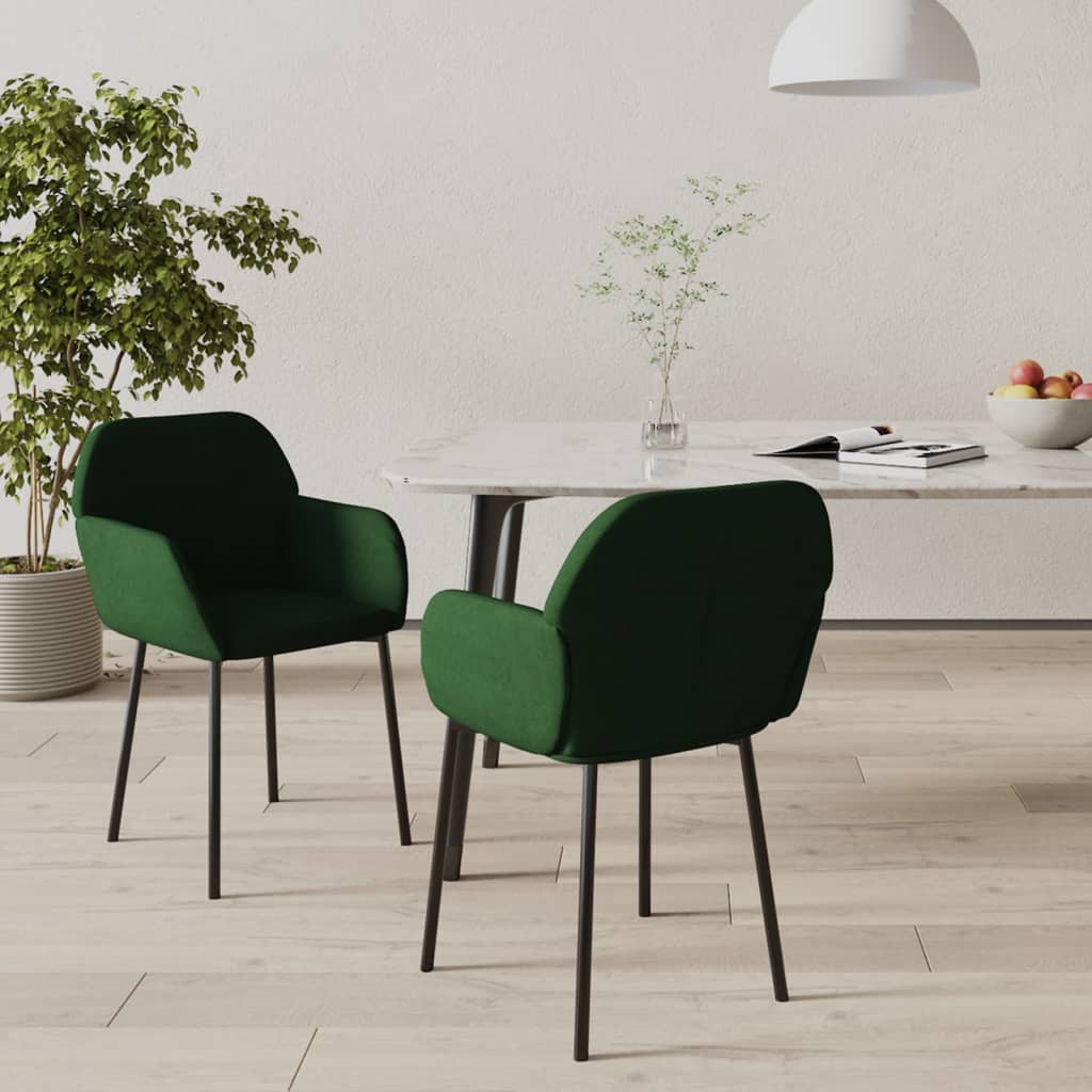 Eetkamerstoelen 2 st fluweel donkergroen is nu te koop bij PeponiXL, paradijselijk wonen!