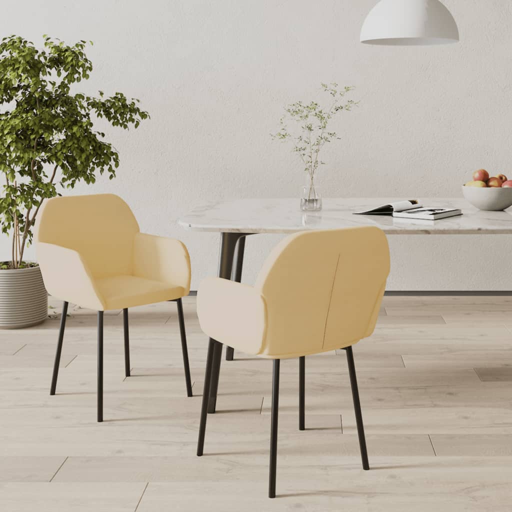 Eetkamerstoelen 2 st fluweel crèmekleurig is nu te koop bij PeponiXL, paradijselijk wonen!
