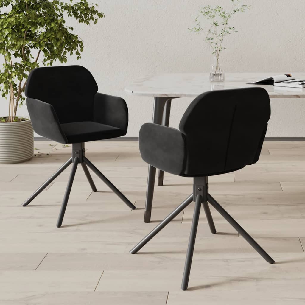 Eetkamerstoelen draaibaar 2 st fluweel zwart is nu te koop bij PeponiXL, paradijselijk wonen!