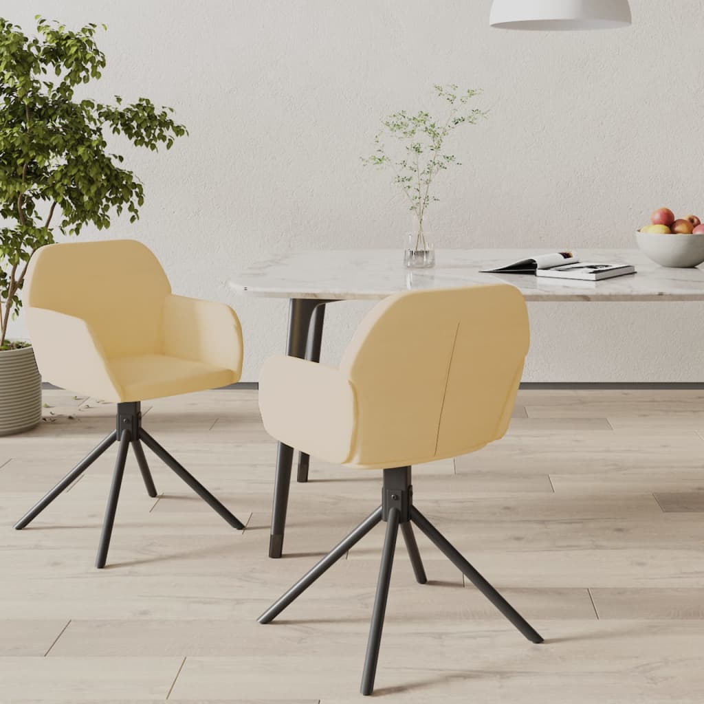 Eetkamerstoelen draaibaar 2 st fluweel crèmekleurig is nu te koop bij PeponiXL, paradijselijk wonen!