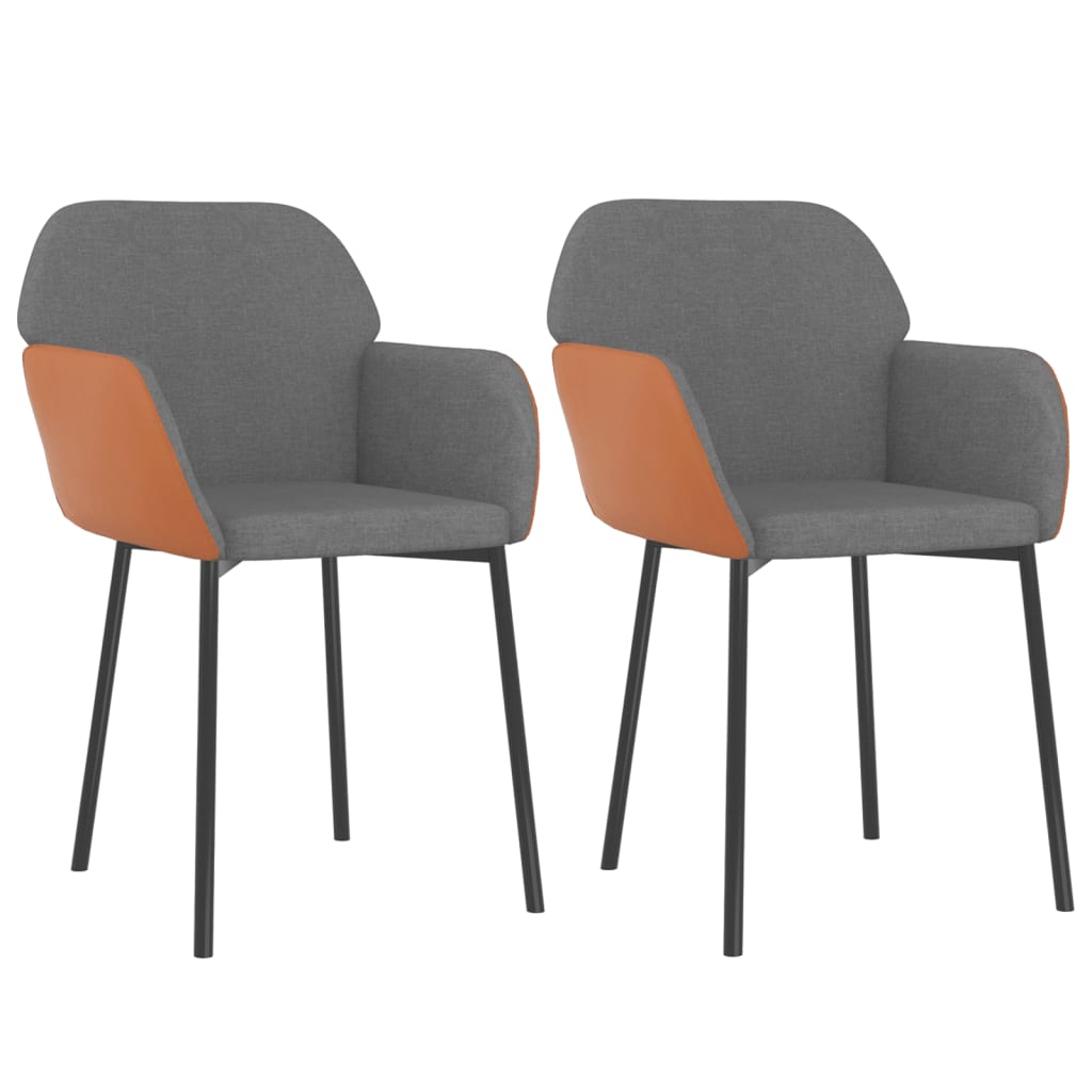 Eetkamerstoelen 2 st stof en kunstleer lichtgrijs is nu te koop bij PeponiXL, paradijselijk wonen!