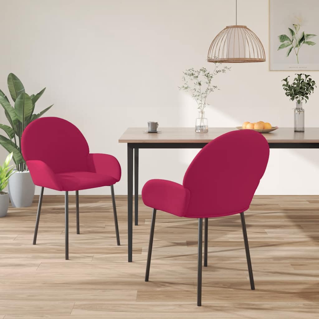 Eetkamerstoelen 2 st fluweel wijnrood is nu te koop bij PeponiXL, paradijselijk wonen!
