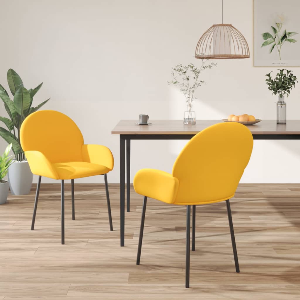 Eetkamerstoelen 2 st fluweel geel is nu te koop bij PeponiXL, paradijselijk wonen!