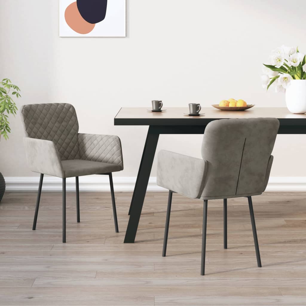 Eetkamerstoelen 2 st fluweel lichtgrijs is nu te koop bij PeponiXL, paradijselijk wonen!
