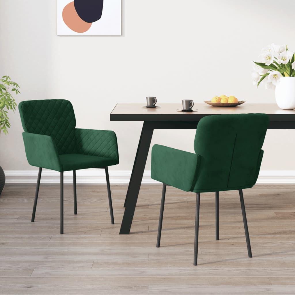 Eetkamerstoelen 2 st fluweel donkergroen is nu te koop bij PeponiXL, paradijselijk wonen!