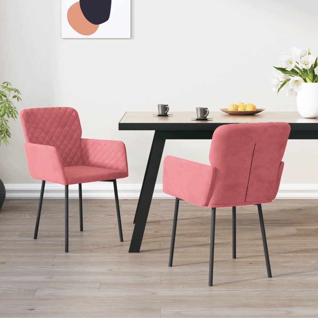 Eetkamerstoelen 2 st fluweel roze is nu te koop bij PeponiXL, paradijselijk wonen!