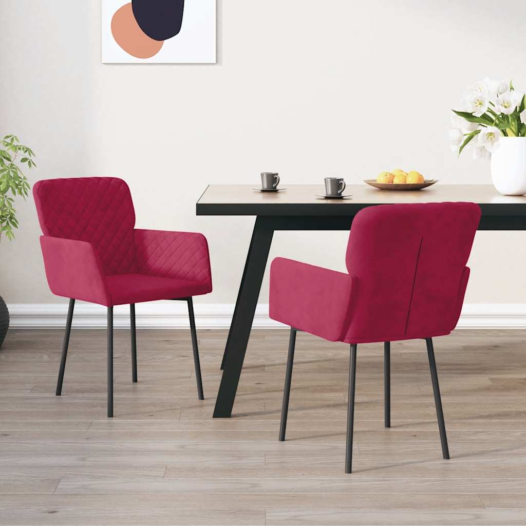Eetkamerstoelen 2 st fluweel wijnrood is nu te koop bij PeponiXL, paradijselijk wonen!