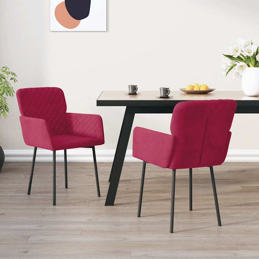 Eetkamerstoelen 2 st fluweel wijnrood is nu te koop bij PeponiXL, paradijselijk wonen!
