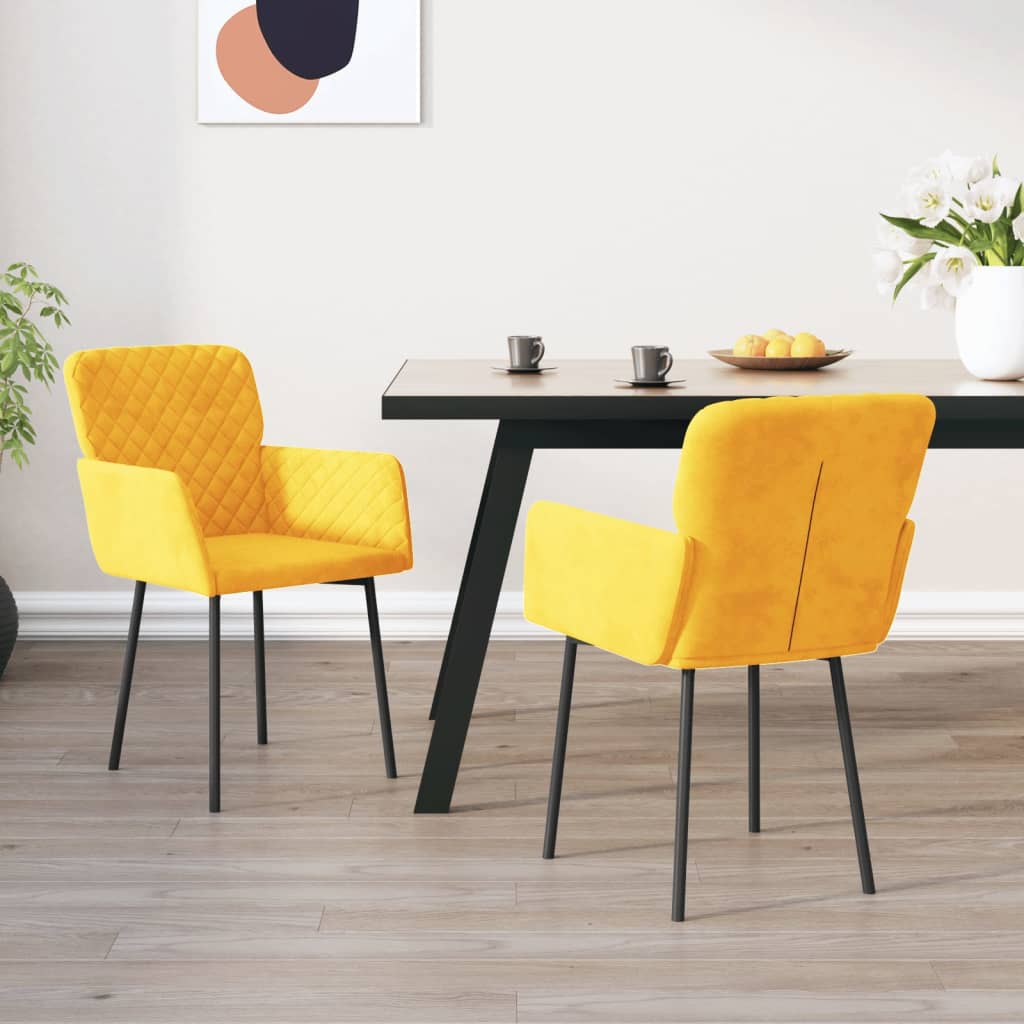 Eetkamerstoelen 2 st fluweel geel is nu te koop bij PeponiXL, paradijselijk wonen!