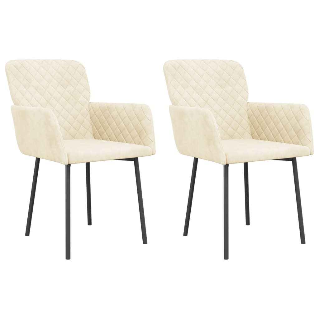 Eetkamerstoelen 2 st fluweel crèmekleurig is nu te koop bij PeponiXL, paradijselijk wonen!