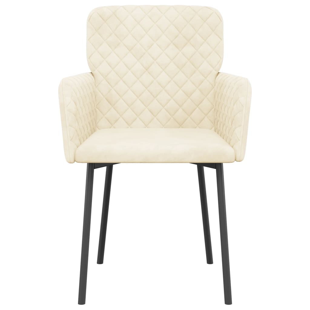 Eetkamerstoelen 2 st fluweel crèmekleurig is nu te koop bij PeponiXL, paradijselijk wonen!