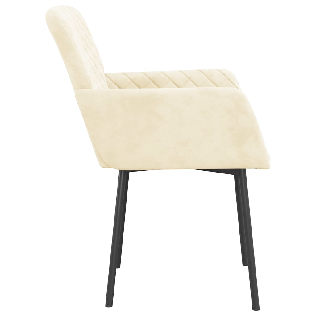 Eetkamerstoelen 2 st fluweel crèmekleurig is nu te koop bij PeponiXL, paradijselijk wonen!
