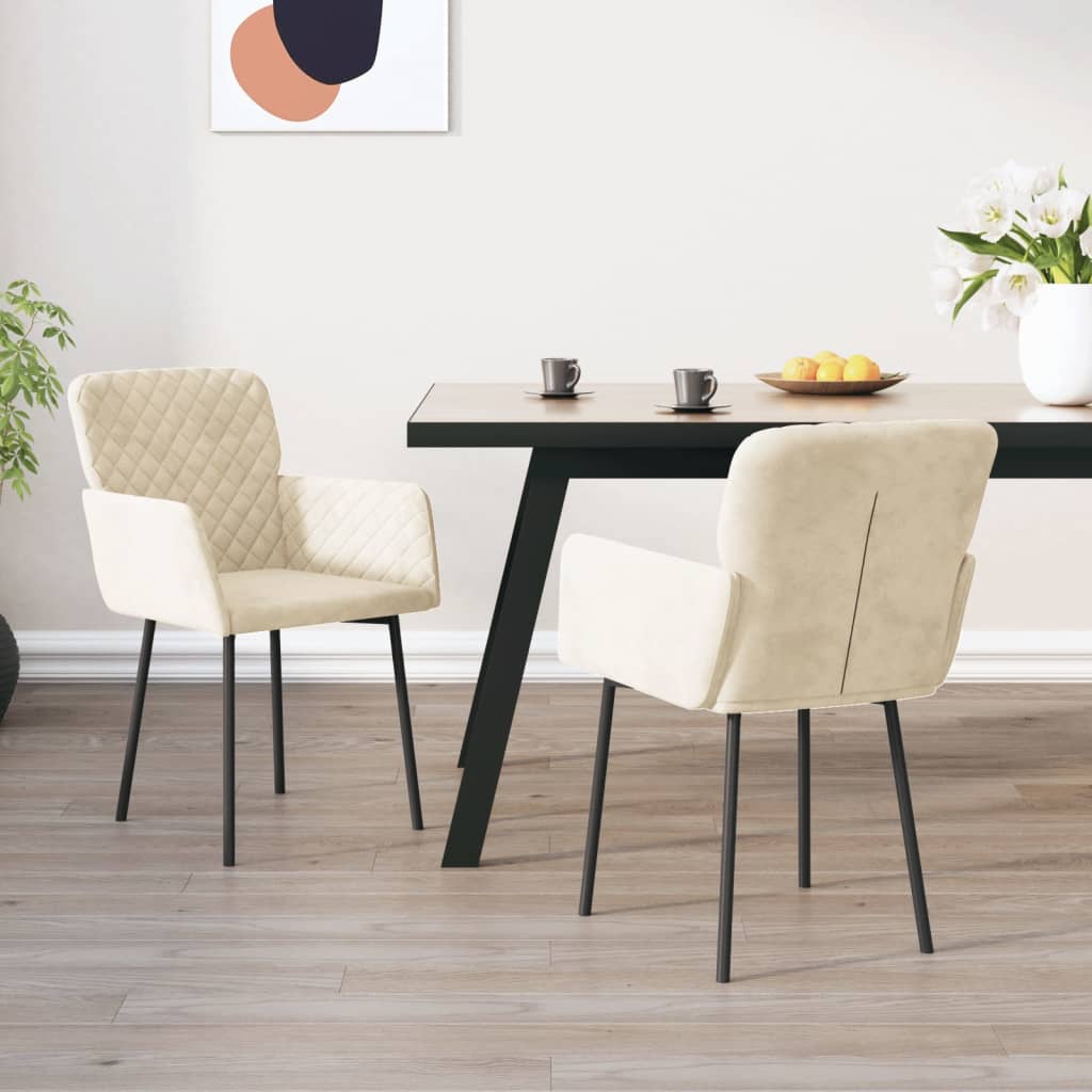 Eetkamerstoelen 2 st fluweel crèmekleurig is nu te koop bij PeponiXL, paradijselijk wonen!