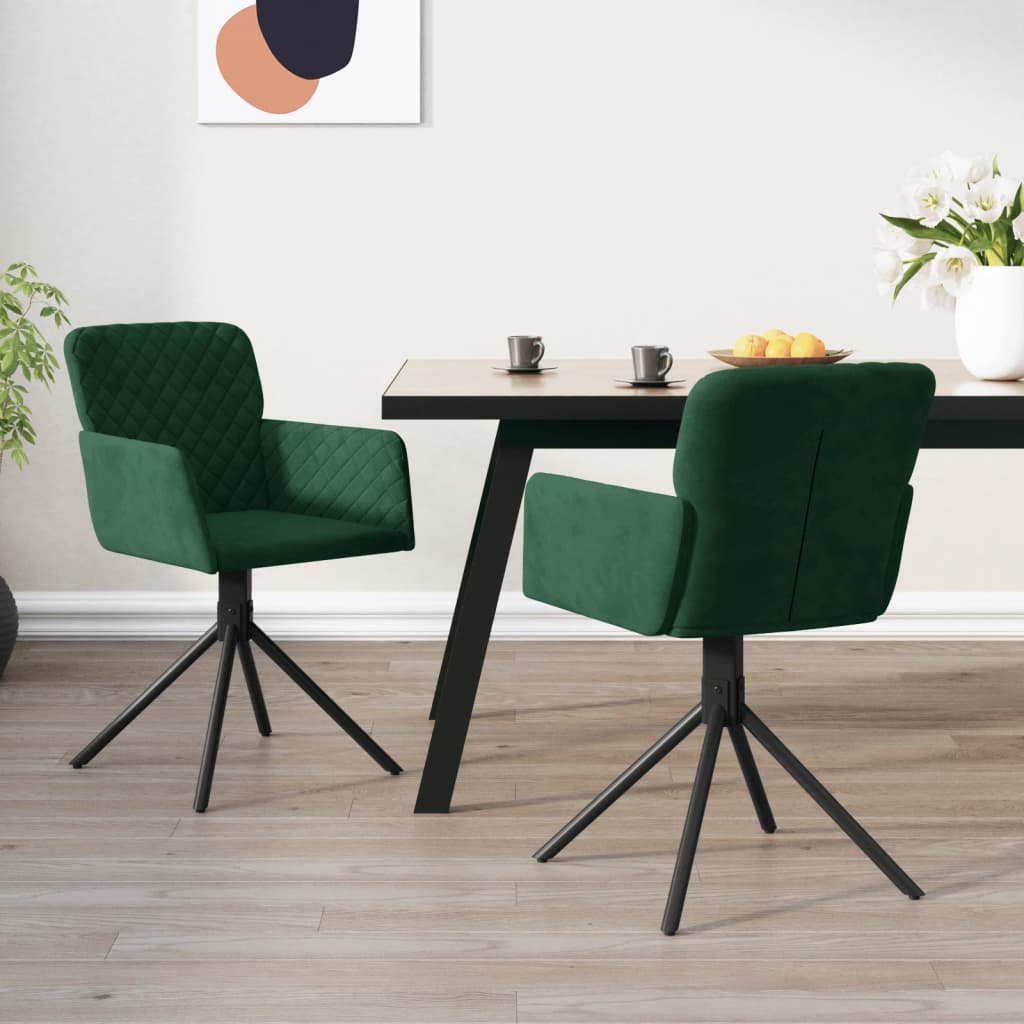 Eetkamerstoelen draaibaar 2 st fluweel donkergroen is nu te koop bij PeponiXL, paradijselijk wonen!