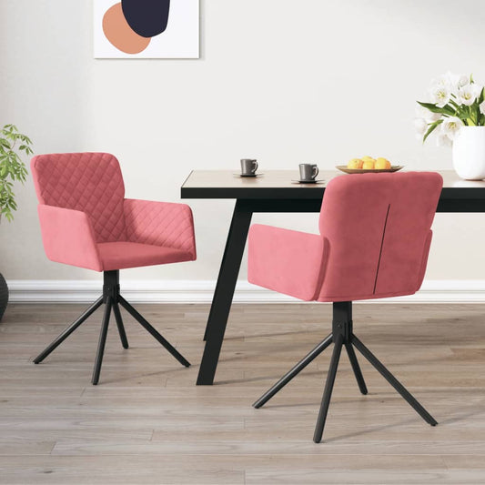 Eetkamerstoelen draaibaar 2 st fluweel roze is nu te koop bij PeponiXL, paradijselijk wonen!