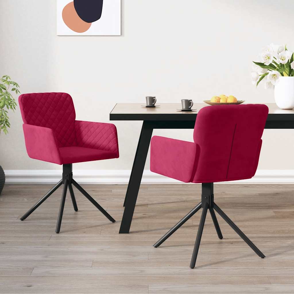 Eetkamerstoelen draaibaar 2 st fluweel wijnrood is nu te koop bij PeponiXL, paradijselijk wonen!