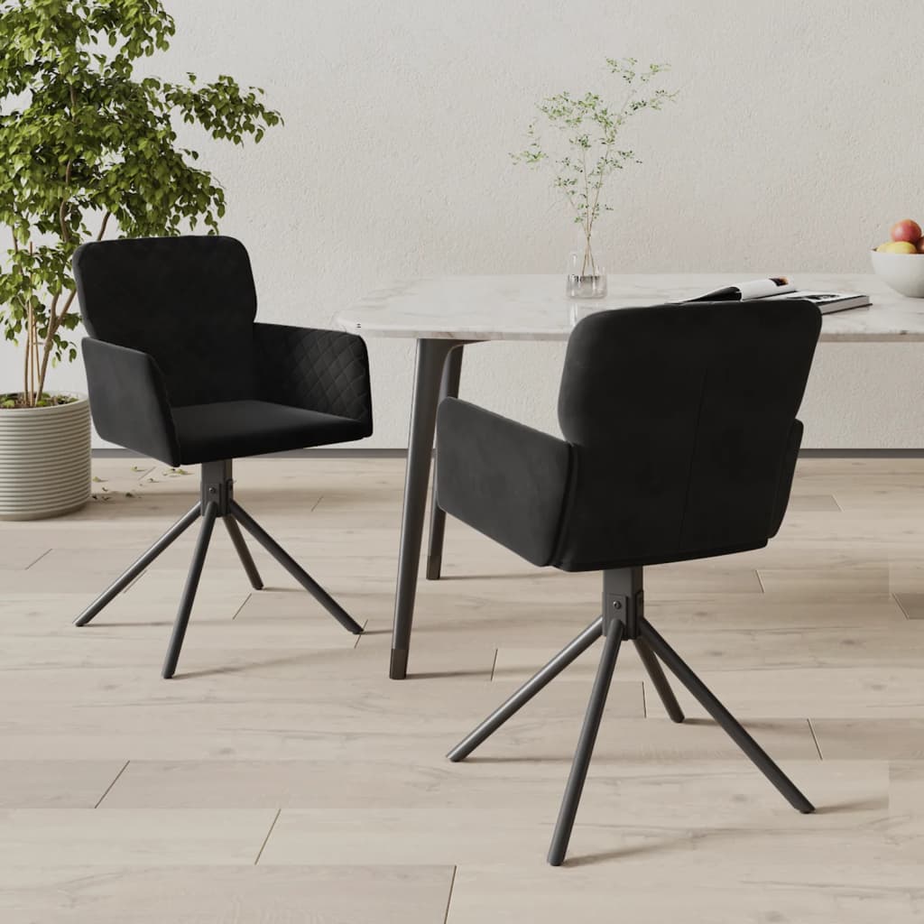 Eetkamerstoelen draaibaar 2 st fluweel zwart is nu te koop bij PeponiXL, paradijselijk wonen!