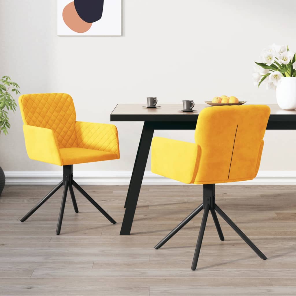 Eetkamerstoelen draaibaar 2 st fluweel geel is nu te koop bij PeponiXL, paradijselijk wonen!
