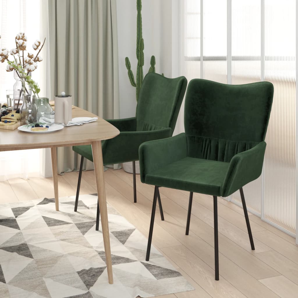 Eetkamerstoelen 2 st fluweel donkergroen is nu te koop bij PeponiXL, paradijselijk wonen!