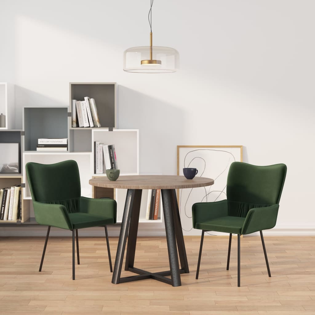 Eetkamerstoelen 2 st fluweel donkergroen is nu te koop bij PeponiXL, paradijselijk wonen!