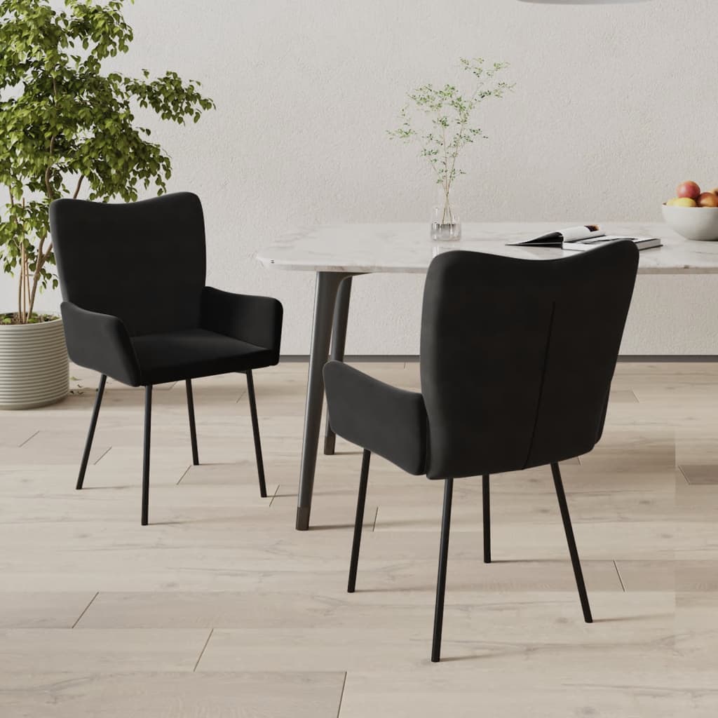 Eetkamerstoelen 2 st fluweel zwart is nu te koop bij PeponiXL, paradijselijk wonen!
