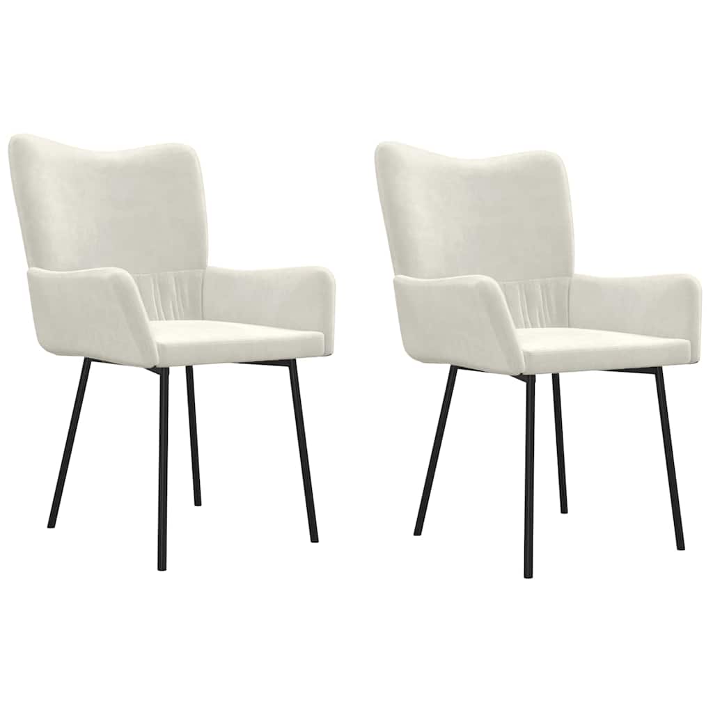 Eetkamerstoelen 2 st fluweel crèmekleurig is nu te koop bij PeponiXL, paradijselijk wonen!