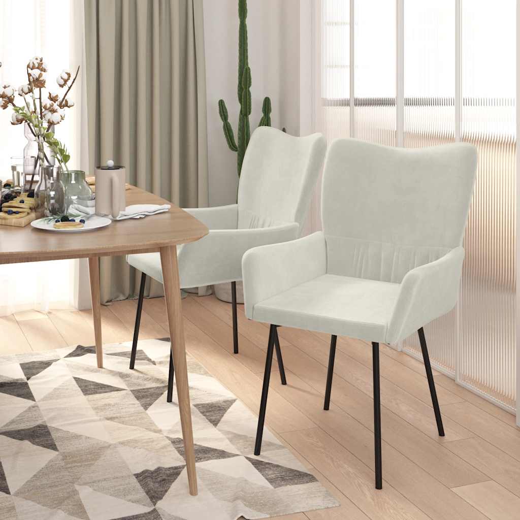 Eetkamerstoelen 2 st fluweel crèmekleurig is nu te koop bij PeponiXL, paradijselijk wonen!
