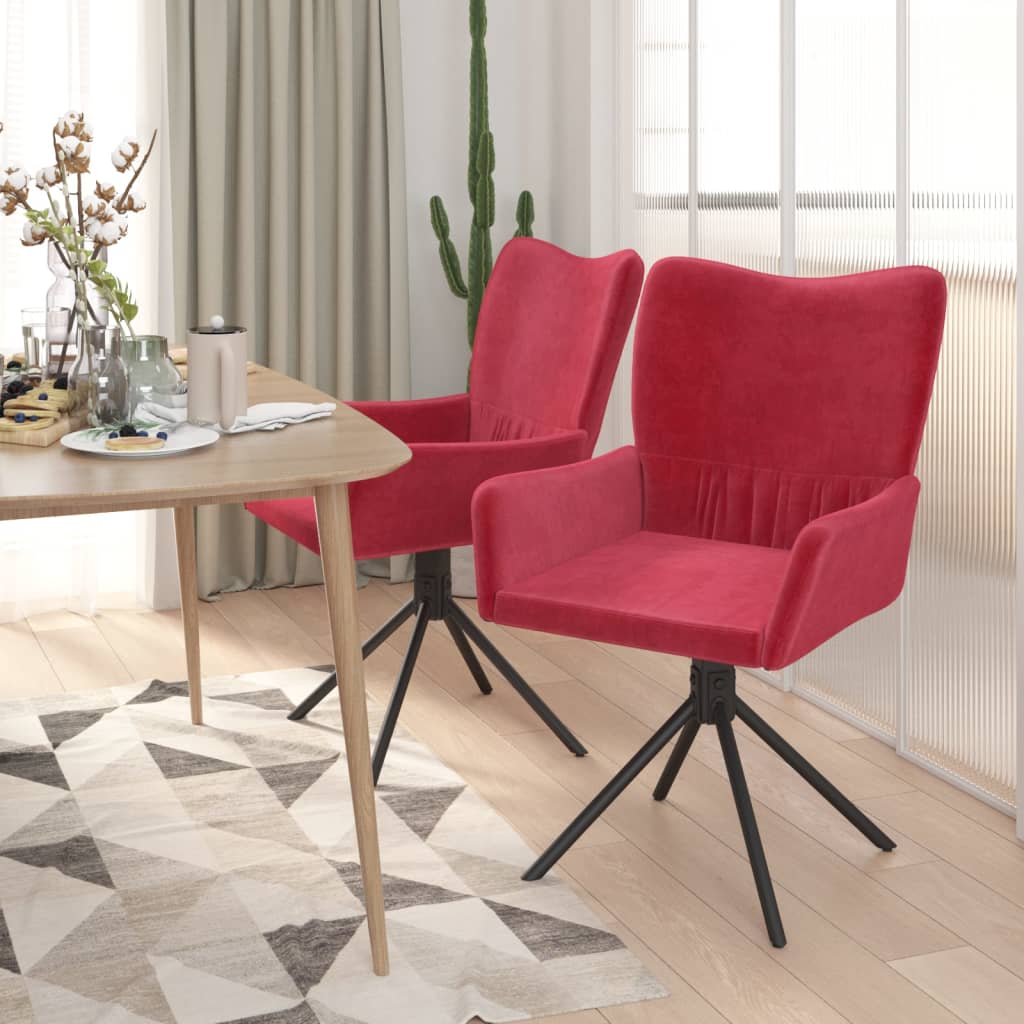 Eetkamerstoelen draaibaar 2 st fluweel wijnrood is nu te koop bij PeponiXL, paradijselijk wonen!