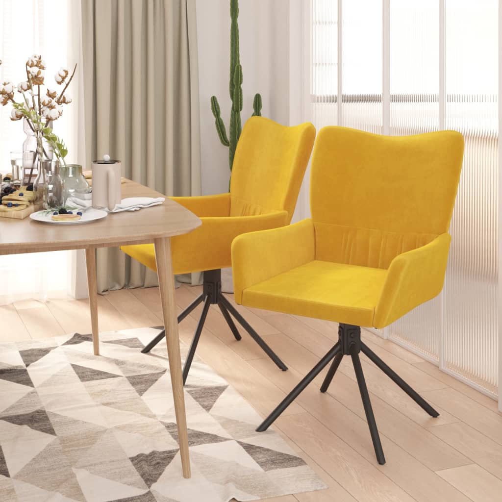 Eetkamerstoelen draaibaar 2 st fluweel geel is nu te koop bij PeponiXL, paradijselijk wonen!
