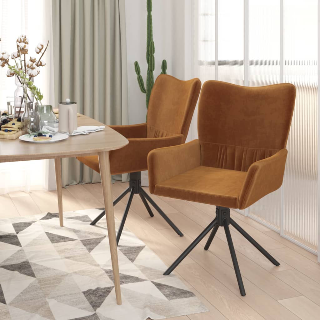 Eetkamerstoelen draaibaar 2 st fluweel bruin is nu te koop bij PeponiXL, paradijselijk wonen!