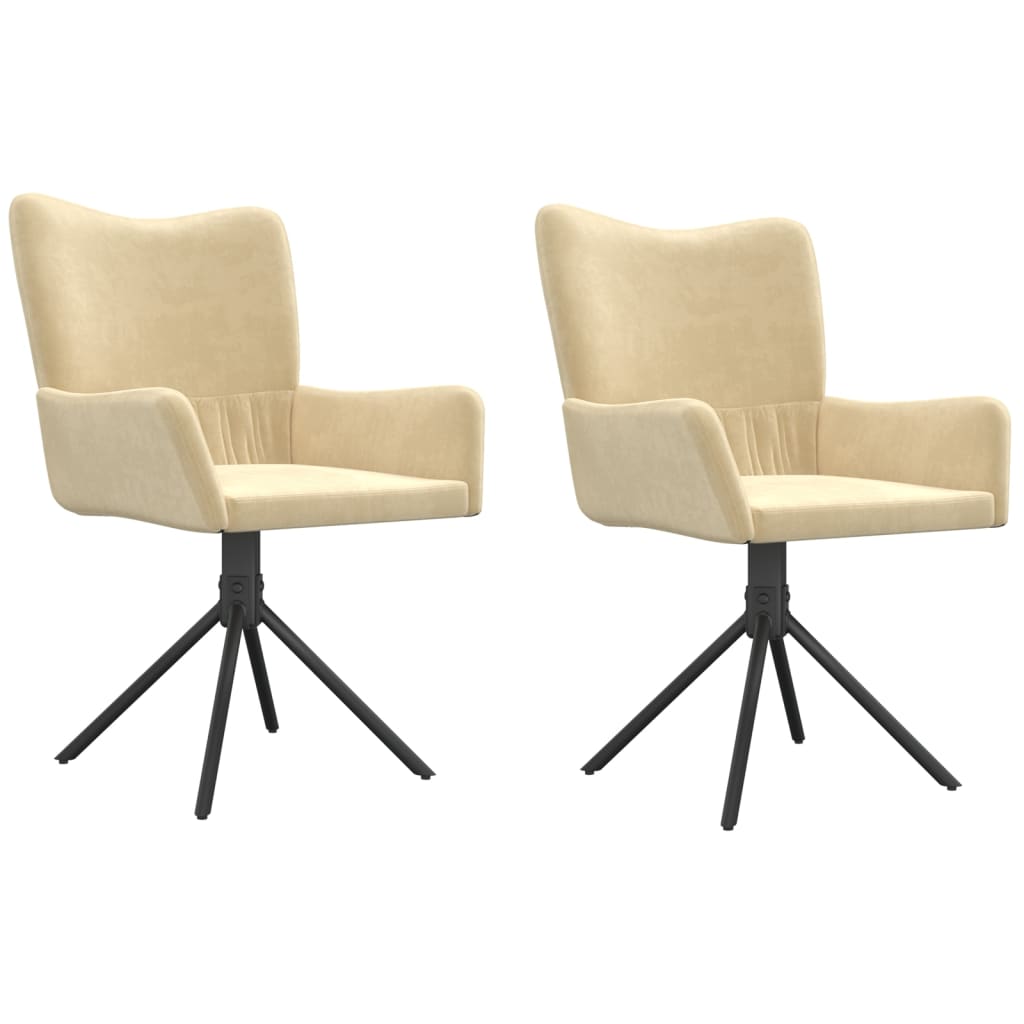 Eetkamerstoelen draaibaar 2 st fluweel crèmekleurig is nu te koop bij PeponiXL, paradijselijk wonen!
