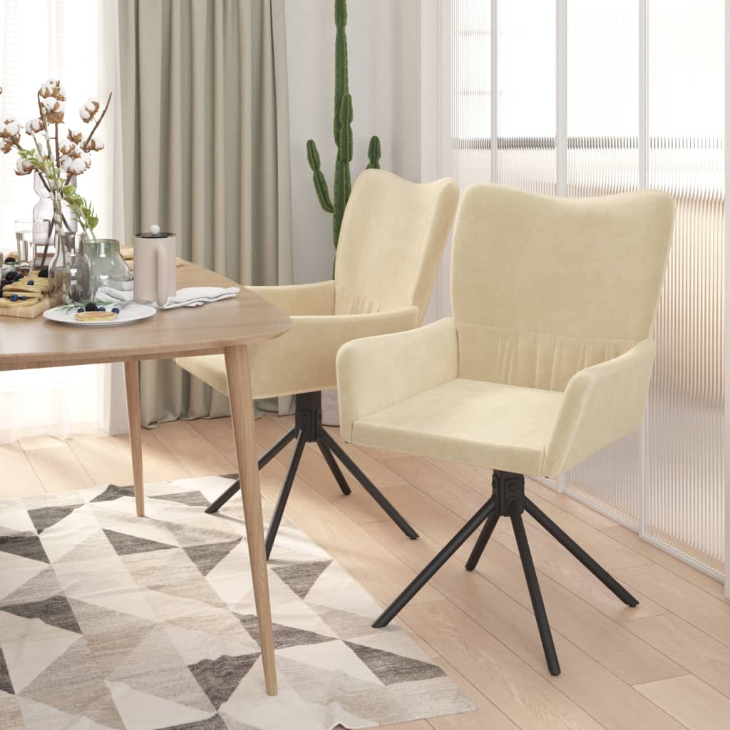 Eetkamerstoelen draaibaar 2 st fluweel crèmekleurig is nu te koop bij PeponiXL, paradijselijk wonen!