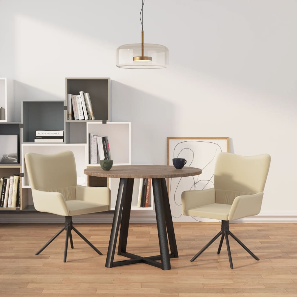 Eetkamerstoelen draaibaar 2 st fluweel crèmekleurig is nu te koop bij PeponiXL, paradijselijk wonen!