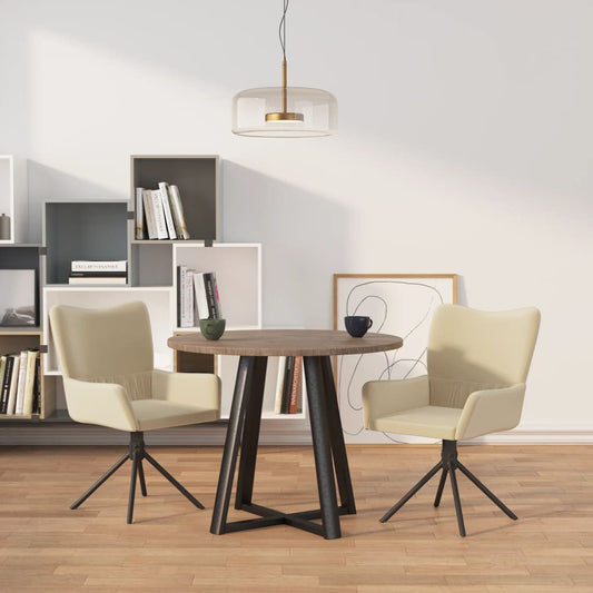 Eetkamerstoelen draaibaar 2 st fluweel crèmekleurig is nu te koop bij PeponiXL, paradijselijk wonen!