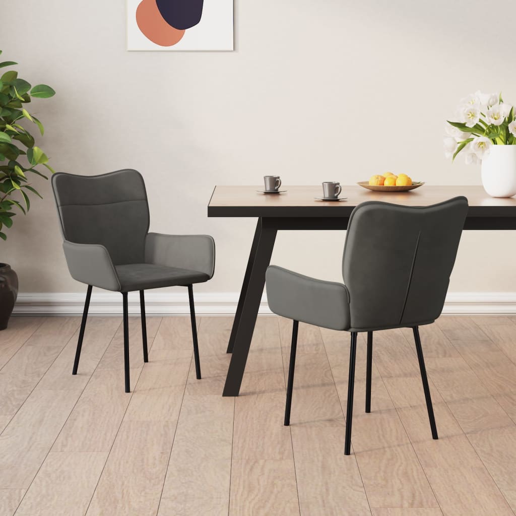 Eetkamerstoelen 2 st fluweel donkergrijs is nu te koop bij PeponiXL, paradijselijk wonen!
