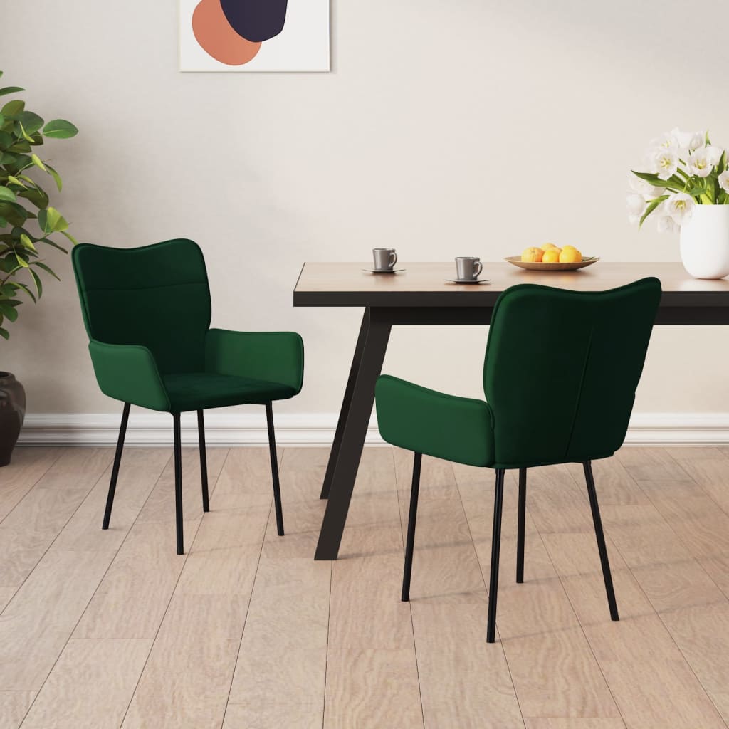 Eetkamerstoelen 2 st fluweel donkergroen is nu te koop bij PeponiXL, paradijselijk wonen!
